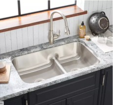 New 32&quot; Calverton Low-Divide Double-Bowl Stainless Steel Undermount Sink... - $469.95