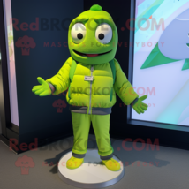 Lime Green But mascot costume character dressed with a Bomber Jacket and Scarf c - £1,046.95 GBP