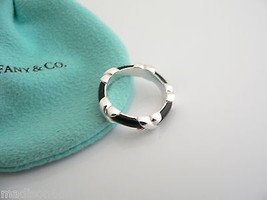 Tiffany &amp; Co Signature Ring Silver Black Enamel X Stacking Band Sz 5 Gift Love - £391.22 GBP