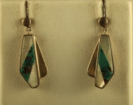 Vintage Sterling Sign 925 DTR Jay King Multi Stone Modern Inlaid Dangle Earrings - £43.63 GBP