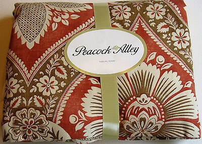 Peacock Alley Queen Paneled Bedskirt Arcadia Russet Red & Bronze Gold - $195.00
