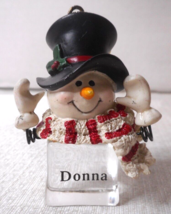 DONNA Personalized Ice Cube Body Carrot Nose Snowman Christmas Ornament ... - £6.90 GBP