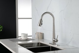 Kitchen Faucet with Pull Down Sprayer Brushed Nickel, High Arc Single - $92.86