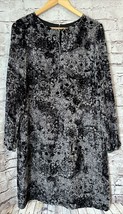 J. Jill Black Gray Velvet Burnout Dress Long Sleeve Women’s M Velour - $406.24 MXN