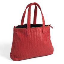 Handmade Woven Original Leather Bag With Zipper-Red - £204.89 GBP
