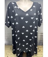 Lularoe Tee Black T Shirt Top Tunic Diamond Print Women’s Plus Size 3X - $368.22 MXN
