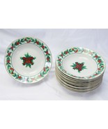Gibson Christmas Greeting Holly Soup Bowls 7 7/8&quot;  Lot of 12  Xmas - $592.88 MXN
