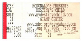 Destiny&#39;s Child Ticket Stub August 7 2005 Hershey Pennsylvania - £11.64 GBP