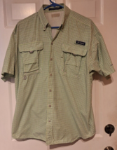 Columbia Men&#39;s Shirt Sz L PFG Super Bahama Omni-Shade Green Plaid Fishing Vented - £13.92 GBP