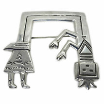 Florence Johnson Navajo Sterling Silver Yeibichai Kachina Brooch Pin - £275.77 GBP