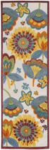 2' X 6' Yellow And Teal Floral Non Skid Indoor Outdoor Runner Rug - €80,03 EUR