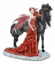 Nene Thomas Echoes of Autumn Fall Fairy Strolling With Black Beauty Horse Statue - £102.81 GBP