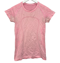 Lululemon Run Swiftly Short Sleeve Shirt Size 8 Pink Floral  - £15.61 GBP