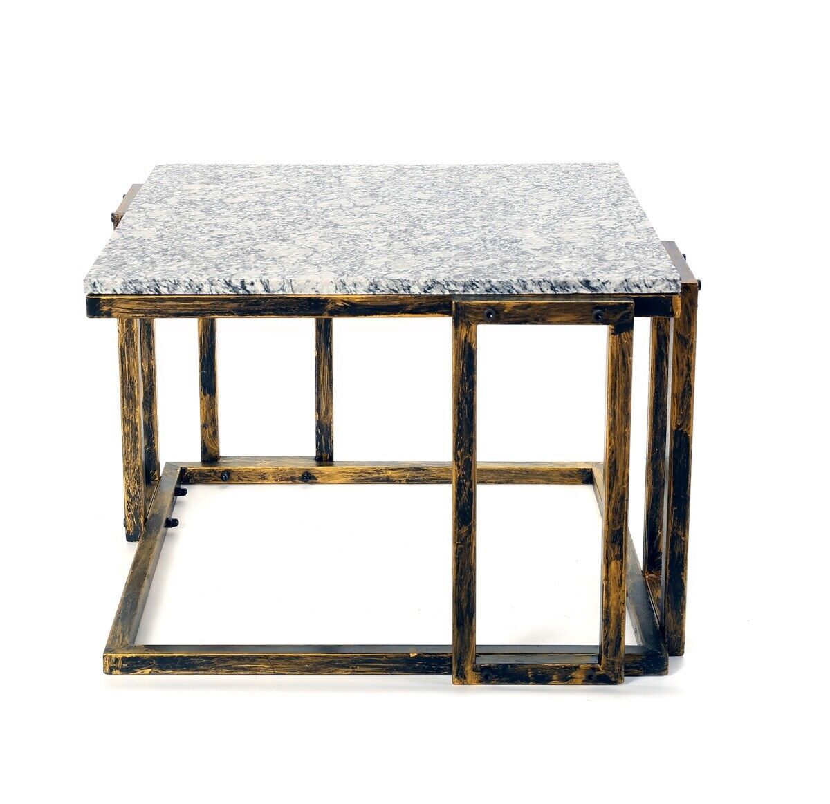 Primary image for ORE International L1907 14.5 in. Granite Marble Black & Gold Plant Stand