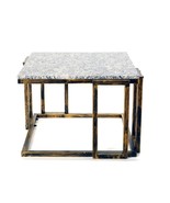 ORE International L1907 14.5 in. Granite Marble Black &amp; Gold Plant Stand - $139.84