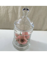 vintage apothecary  clear glass jar with  faux flowers shabby chic cotta... - $19.75