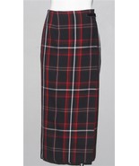 VTG Charter Club Rayon Wool Blend Tartan Plaid Adj Tab Long Wrap Skirt W... - $50.59 CAD