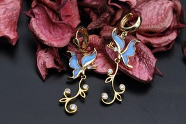 Navia Jewelry Butterfly Wings Morpho aega Silver Earrings NE-33M-GD - £102.38 GBP