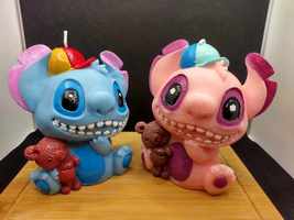 X-Large Stitch Character Candle 6&quot; X 4&quot; Blue or Pink - £14.90 GBP