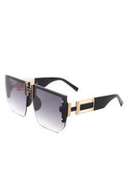 Square Oversize Flat Top Half Frame Sunglasses - £12.51 GBP