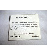 1972 Ad Delta Kappa Fraternity Lodge Ithaca College Ithaca, N.Y. Having ... - $13.70 CAD
