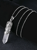 Chinese Dragon Natural Quartz Crystal Pendant Necklace - £7.99 GBP
