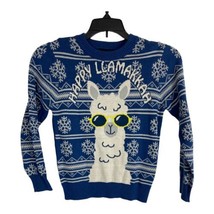 Happy Llamkkah Kids Toddler 5T Sweater Blue Long Sleeve Christmas Snow  NEW - $18.30