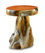 Root Wood Table 50 cm Wood Side Table Tree Trunk Round Pedestal - $116.85