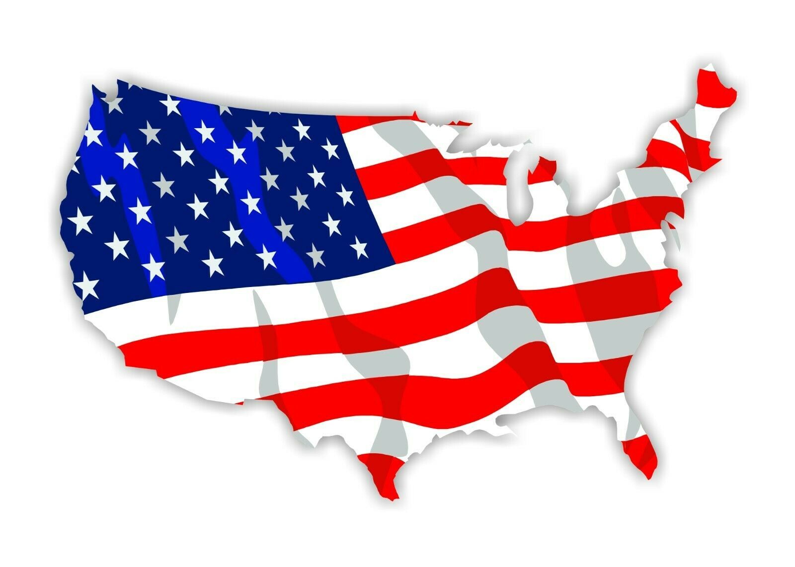 USA Flag Country Shape American Flag Precision Cut Decal - $3.95+