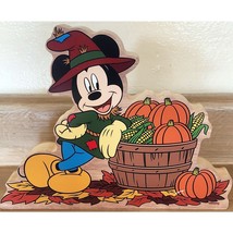 Disney Mickey Mouse Fall Harvest Wood Decor Scarecrow Hat Halloween 8x 6.25 - $11.69