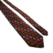 Covington Mens Necktie Designer Office Work Accessory Dad Gift Brown Blue - £11.95 GBP