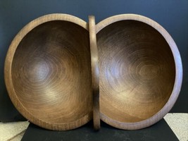 Vintage Woodcrafter Wood Wooden Serving Bowl Double With Handle - $48.51