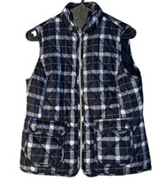 St Johns Bay Puffer Vest Black White Plaid Womens Size Petite Small Casual - £10.80 GBP