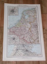 1927 Original Vintage Italian Map Holland Netherlands Belgium Amsterdam Brussels - £20.58 GBP