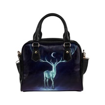 Deer and Moon in the Darkness PU Leather Shoulder Handbag Bag - $38.00