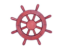 [Pack Of 2] Rustic All Red Decorative Ship Wheel 12&quot;&quot; - £40.77 GBP