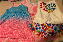 “Sunshine Swing” Donut &amp; Ice Cream Dress~TieDye Sundress &amp;  Hearts Shorts Set - £15.77 GBP