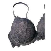Frederick&#39;s Of Hollywood Bra 34B Womens Black Padded Push Up Lace Overlay - £16.73 GBP