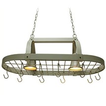 Rustic 2 Light 10 Hook Ceiling Mounted Hanging Pot Rack in Slate Gray - $5,087.28 MXN