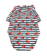 Cherries with White and Blue Stripes 100% Cotton Hawaiian Camp Shirt Siz... - $20.30 CAD