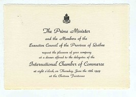 1949 International Chamber Commerce Invitations Quebec Chateau  Frontenac - $34.61