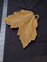 VTG Hand Decorated Weeping Bright 22K Gold Double Leaf Vintage Candy Nut... - £17.29 GBP