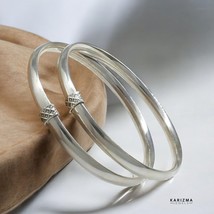 Ethnic Indian Real Sterling Silver Women Oxidized Hollow Bangles Pair - £72.22 GBP+