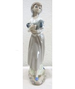 Vintage Cascade Young Girl Holding Dog Porcelain Figurine from Spain  - $67.64 CAD