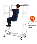 700 Lbs Commercial Grade Heavy Duty Garment Rack with Shelves Collapsibl... - $140.58