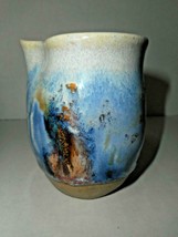 Handle-less Pottery Pour Spout Pitcher Creamer Heavy Glaze signed Artist... - £15.54 GBP