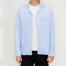 Everlane Men&#39;s Relaxed Linen Long Sleeve Button Up Camp Shirt Blue Size Large - £39.32 GBP