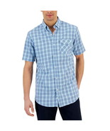 Club Room Men&#39;s Short-Sleeve Justin Plaid Tech Woven Shirt Island Blue-M... - $351.08 MXN