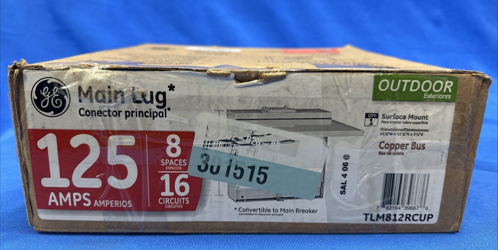 GE 125 Amp 8-Space 16-Circuit Outdoor Main Lug/ Main Lug Kit Circuit Bre... - $49.49