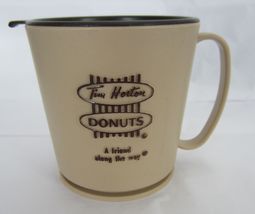 Vtg 1985 Tim Hortons Horton Plastic 10oz. Coffee Tea Beige Travel Mug - £12.77 GBP